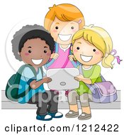 Poster, Art Print Of Diverse Group Of School Kids Using A Tablet Computer