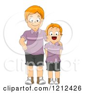 Cartoon Of Brothers Wearing Matching Outfits Royalty Free Vector Clipart