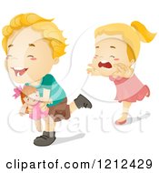 Poster, Art Print Of Girl Chasing Her Brother After Stealing Her Doll