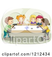 Poster, Art Print Of Group Of Happy Kids Playing Air Hockey