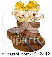 Poster, Art Print Of Boy And Girl Riding In A Mining Cart