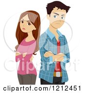Poster, Art Print Of Angry Teenage Couple Standing Back To Back With Folded Arms
