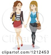 Poster, Art Print Of Two Young Lesbian Women Holding Hands And Walking