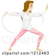 Cartoon Of A Woman Practicing Tai Chi Moves Royalty Free Vector Clipart