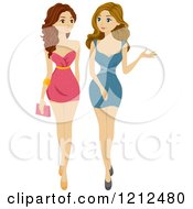 Two Teenag Girls Dressed Up And Walking
