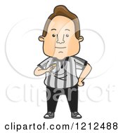 Cartoon Of A Male Referee Holding A Whistle Royalty Free Vector Clipart