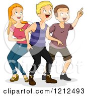Cartoon Of Amazed Teenagers Looking And Pointing Royalty Free Vector Clipart