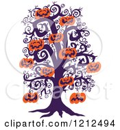 Poster, Art Print Of Bare Tree With Suspended Jackolantern Halloween Pumpkins