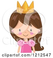 Cartoon Of A Cute Brunette Princess Girl From The Belly Up Royalty Free Vector Clipart by peachidesigns