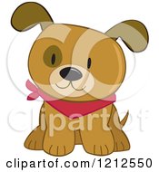 Cartoon Of A Cute Puppy Dog Wearing A Bandana Royalty Free Vector Clipart