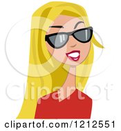 Cartoon Of A Beautiful Woman With Sunglasses And Long Straight Blond Hair Royalty Free Vector Clipart