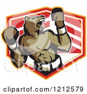 Poster, Art Print Of Growling Boxer Bear Over A Shield