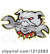 Poster, Art Print Of Angry Bulldog Biting A Wrench