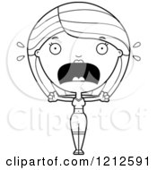 Poster, Art Print Of Black And White Scared Fitness Woman Screaming
