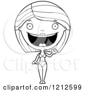 Cartoon Of A Black And White Friendly Woman In A Bikini Waving Royalty Free Vector Clipart by Cory Thoman