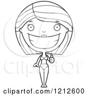 Cartoon Of A Black And White Happy Woman In A Bikini Holding A Thumb Up Royalty Free Vector Clipart by Cory Thoman