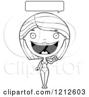 Cartoon Of A Black And White Talking Woman In A Bikini Royalty Free Vector Clipart by Cory Thoman