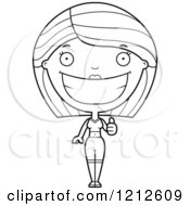 Cartoon Of A Black And White Fitness Woman Holding A Thumb Up Royalty Free Vector Clipart