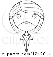Cartoon Of A Black And White Depressed Woman In A Bikini Royalty Free Vector Clipart by Cory Thoman