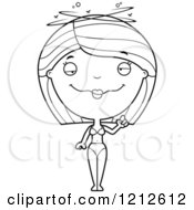 Cartoon Of A Black And White Drunk Woman In A Bikini Royalty Free Vector Clipart by Cory Thoman