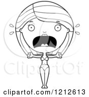 Cartoon Of A Black And White Scared Woman In A Bikini Screaming Royalty Free Vector Clipart by Cory Thoman