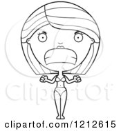 Cartoon Of A Black And White Mad Woman In A Bikini Royalty Free Vector Clipart by Cory Thoman