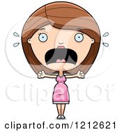 Cartoon Of A Scared Pregnant Woman Screaming Royalty Free Vector Clipart by Cory Thoman