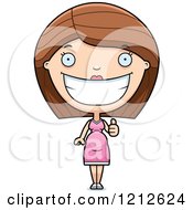Cartoon Of A Happy Pregnant Woman Holding A Thumb Up Royalty Free Vector Clipart by Cory Thoman