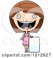 Cartoon Of A Happy Pregnant Woman By A Sign Royalty Free Vector Clipart by Cory Thoman