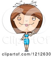 Cartoon Of A Drunk Fitness Personal Trainer Woman Royalty Free Vector Clipart