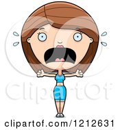 Cartoon Of A Scared Fitness Personal Trainer Woman Screaming Royalty Free Vector Clipart