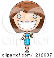Cartoon Of A Fitness Personal Trainer Woman Holding A Thumb Up Royalty Free Vector Clipart by Cory Thoman