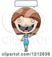 Cartoon Of A Talking Fitness Personal Trainer Woman Royalty Free Vector Clipart