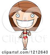 Happy Woman In A Bikini Holding A Thumb Up