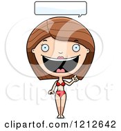 Cartoon Of A Talking Woman In A Bikini Royalty Free Vector Clipart by Cory Thoman