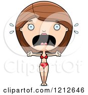 Cartoon Of A Scared Woman In A Bikini Screaming Royalty Free Vector Clipart by Cory Thoman