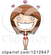 Cartoon Of A Loving Woman In A Bikini Royalty Free Vector Clipart by Cory Thoman