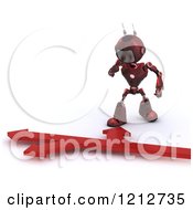 Poster, Art Print Of 3d Red Android Robot Over Directional Arrows