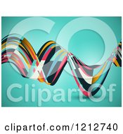 Clipart Of A Colorful Abstract Wave Over Turquoise Royalty Free Vector Illustration