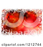 Poster, Art Print Of Red Christmas Bokeh Light Background With Snowflakes And Stars