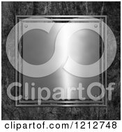 Clipart Of A 3d Square Metal Plaque Over Concrete Royalty Free CGI Illustration