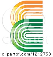Clipart Of A Green And Orange Abstract Symbol Royalty Free Vector Illustration