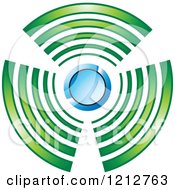Clipart Of A Blue Button With Green Lines Royalty Free Vector Illustration