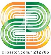 Clipart Of A Green And Orange Abstract Symbol 2 Royalty Free Vector Illustration