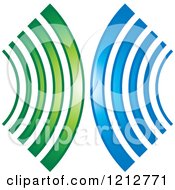 Clipart Of A Blue And Green Abstract Symbol Royalty Free Vector Illustration