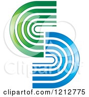 Clipart Of A Blue And Green Abstract Symbol 2 Royalty Free Vector Illustration