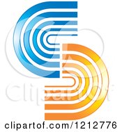 Clipart Of A Blue And Orange Abstract Symbol Royalty Free Vector Illustration