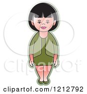 Clipart Of A Girl Or Woman In A Green Dress Royalty Free Vector Illustration