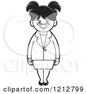 Clipart Of A Black And White Woman With Glasses Royalty Free Vector Illustration