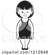 Clipart Of A Black And White Girl In A Swimsuit 2 Royalty Free Vector Illustration